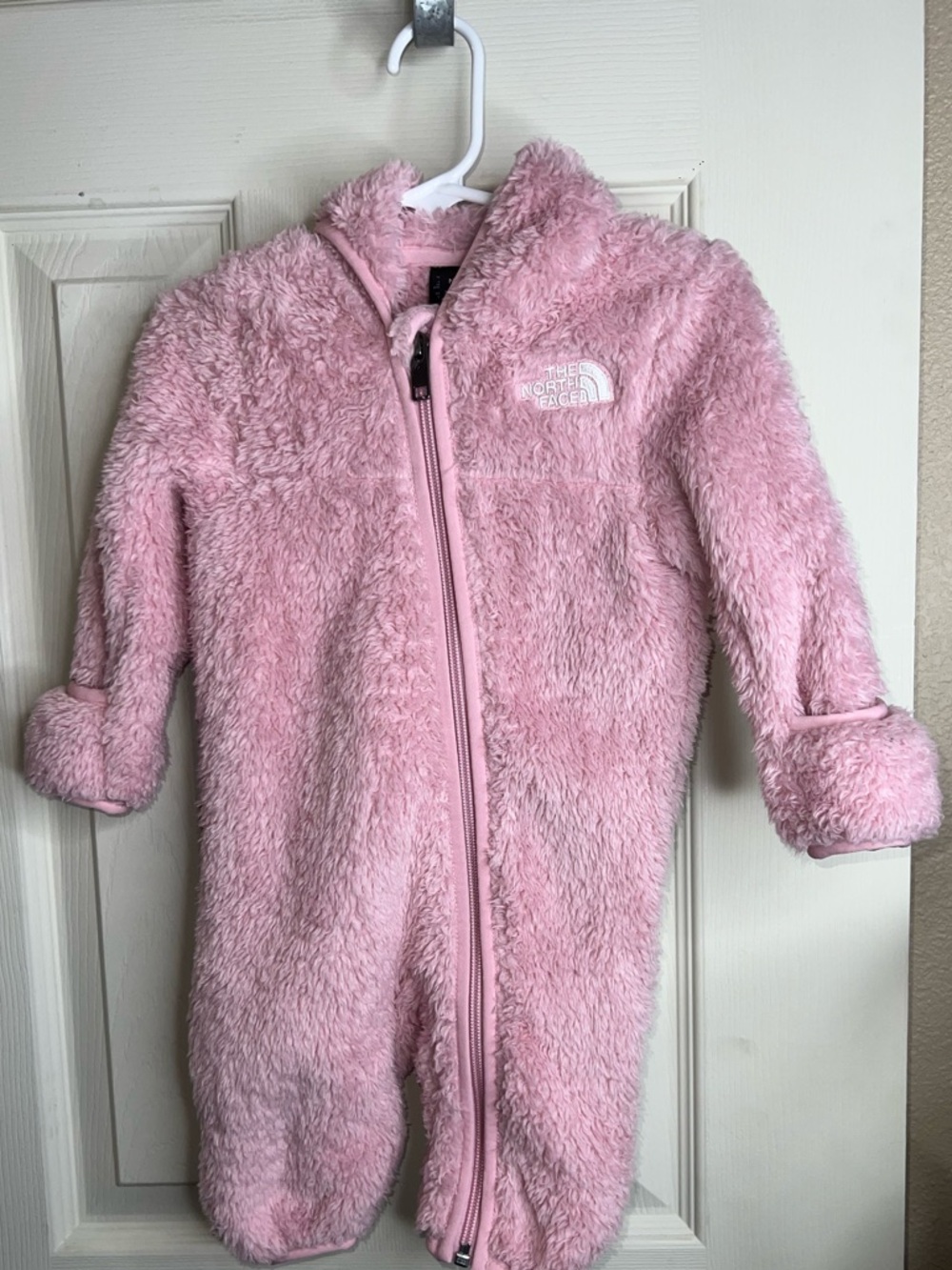 North Face Pink Baby Bear Campshire Fleece Bunting Size 0-3 Mths One Piece Zip